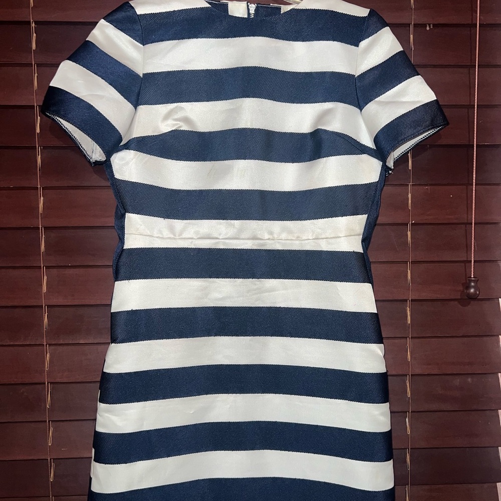 TOP SHOP Navy and White Striped Dress